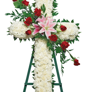 White Cross Standing Spray