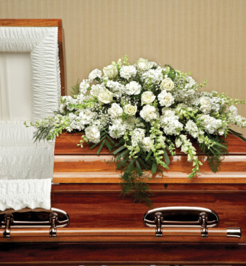 All White Casket Spray